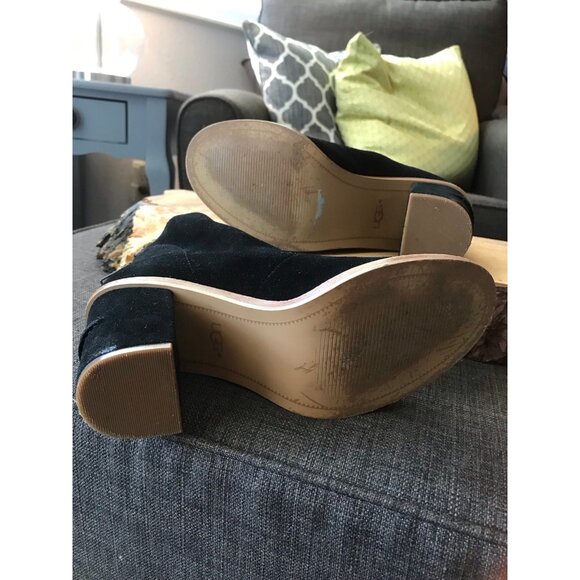 UGG Ginger Open Toe Ankle Boot Black Suede Size 6 1/2 Dressy Casual Summer fall - Picture 7 of 12